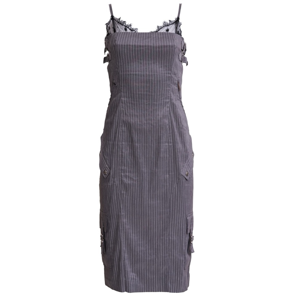 Christian Dior 1998 Pinstripe Lace Mini Dress